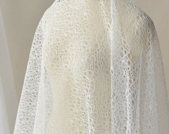 Retro hollow embroidery lace fabric ivory Mesh alice tulle fabric For Girl Dress Tutu Dress Wedding Dress Bridal Veil 1 yard