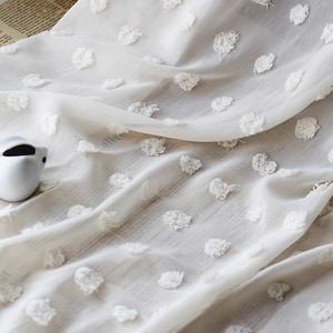 9 Colors Dot Embroidery Chiffon Fabric, Polka Dot Chiffon Fabric, Soft Chiffon Lace Fabric for Girl Dress,Home Decor 1 Yard