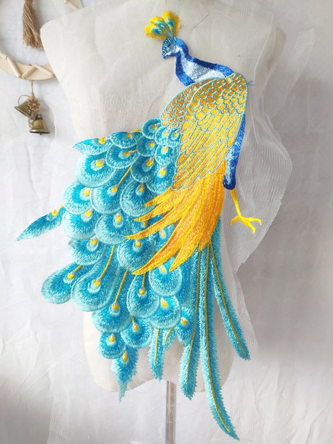 1 Pc 3D Peacock Lace Applique Peacock Feathers Embroidery Etsy