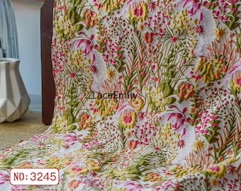 Vintage floral jacquard Fabric colored Floral embossed Damask Fabric for Wedding Dress, Ball gowns, tablecloths, designer fabric 1 yard
