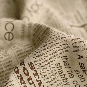 Tessuto di cotone con stampa di lettere di giornale in inglese, per tovaglie e tende da arredamento per la casa, 1 metro