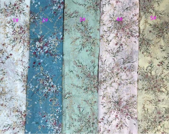 Floral Appliqued Jacquard Organza Fabric: Exclusive Fabrics