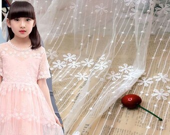 1 yard flower embroidery Lace fabric soft white tulle fabric For Girl Dress Tutu Dress Wedding Dress Bridal Veil