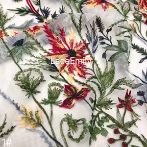 Grünes Blumenblatt bestickter Spitzenstoff, Blumentüllgewebe für Mädchenkleid-Tutu-Kleid-Hochzeitskleid-Brautschleier