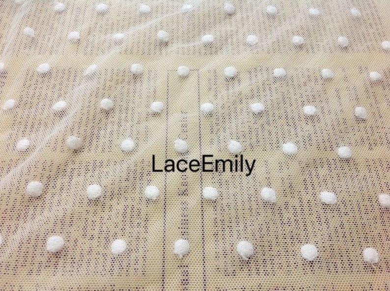 Cotton dot embroidery Lace fabric soft ivory tulle fabric For Girl Dress Tutu Dress Wedding Dress Bridal Veil 1 yard image 3