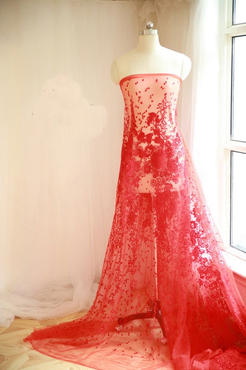 4 colors flower Sequin Embroidery Lace Fabric Flower Tulle for Etsy