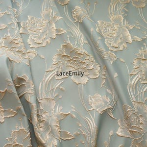 Golden flower jacquard Fabric Vintage gold floral embossed Fabric for Wedding Dress, gowns, Girl Dress 1 yard