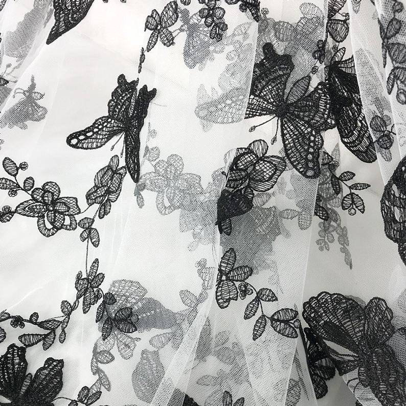 1 yard 3 Color butterfly flower Lace fabric butterfly Etsy