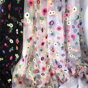 Colorful Flower embroidered Lace Fabric flower Soft mesh Tulle fabric For Tutu dress Dance Costume Prom Dress Girl Dress Party Decor