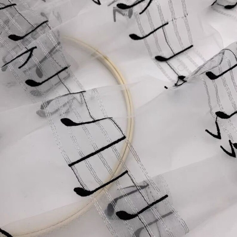 Ivory Music Note Embroidered Lace Fabric Musical Notes Tulle Etsy
