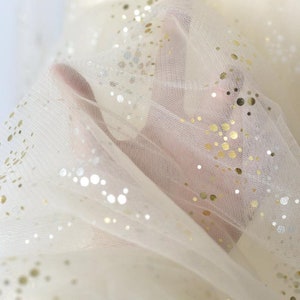 4 colors Glitter print gold dot lace fabric sequin polka dot soft tulle fabric  for wedding dress prom dresses veil lace 59&quot; width