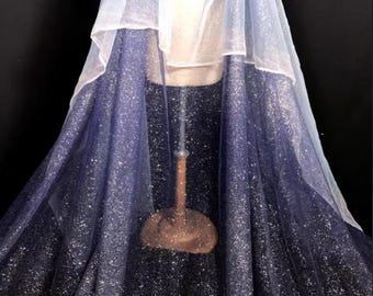 9 Colors Gradient glitter lace fabric dark blue sequin soft tulle Fabric For Baby Tutu Dress, Gowns, Wedding Veil, Home Decoration 1 yards