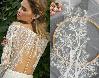 1 pc snowflake sequin embroidery Lace Applique Ivory  applique for Wedding applique Bridal Headwea veil applique
