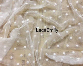 Cotton dot embroidery Lace fabric soft ivory tulle fabric For Girl Dress Tutu Dress Wedding Dress Bridal Veil 1 yard