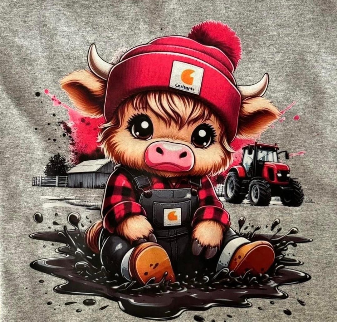 Cute Highland Cow Cozy Fleece-Lined Hooded Sweatshirt