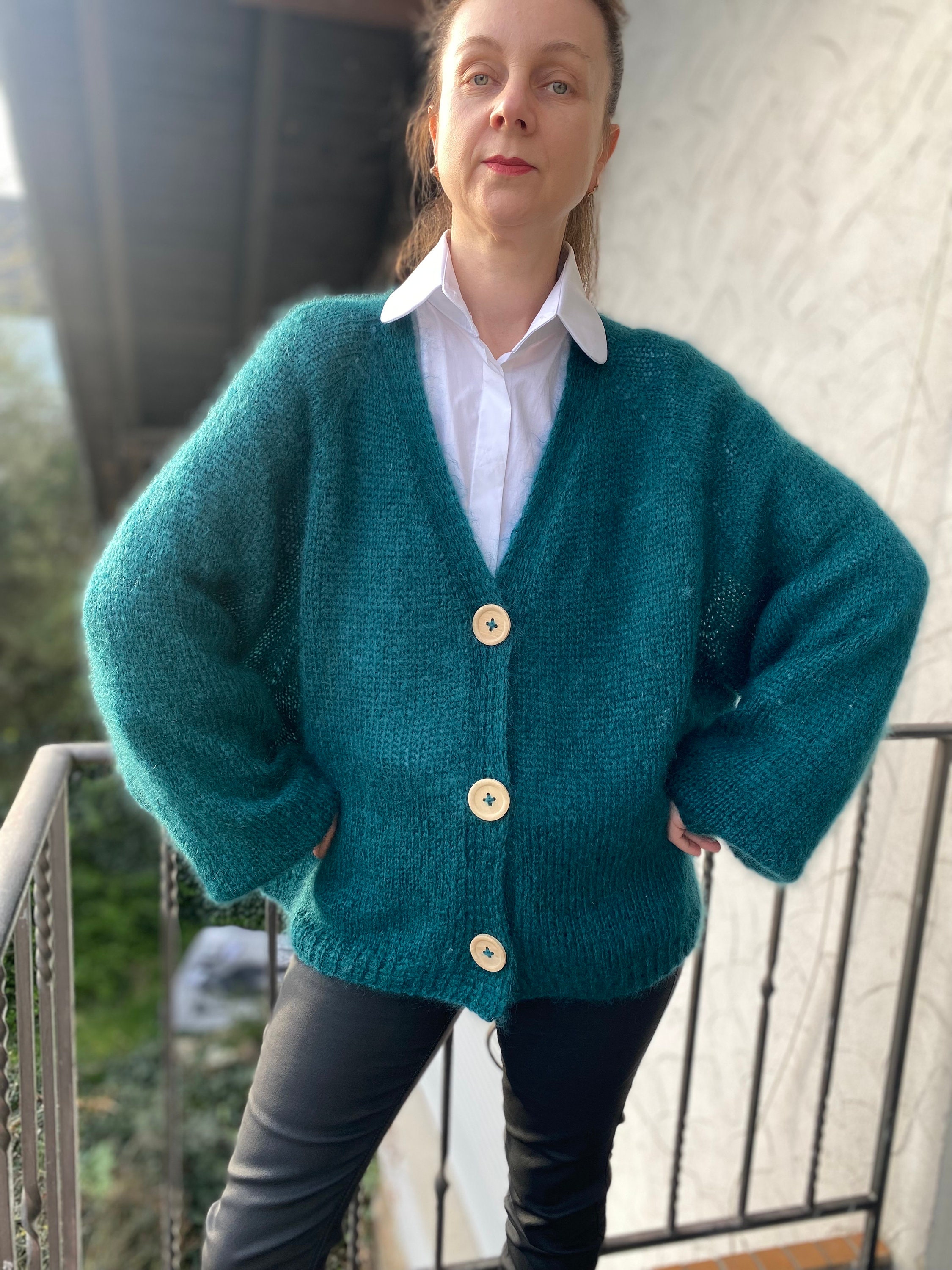 Knitted Mohair Cardigan L Oversized Mohair Cardigan - Etsy Knitted Mohair Cardigan L Oversized Mohair Cardigan - Etsy