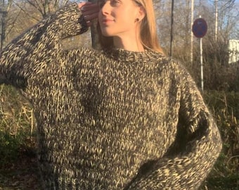 Handmade Mohair Sweater: Oversized Chunky Knit with Lurex & Sequins