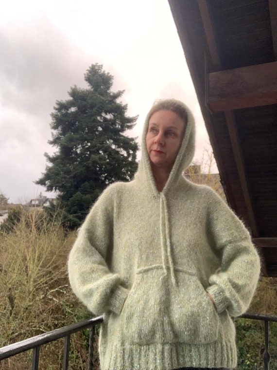 Kid Mohair Hoodie | Knitted Mohair Sweater - Etsy