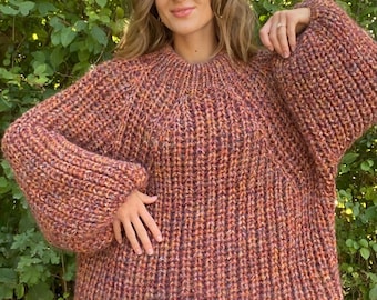 Hand-Knitted Mohair Blend Sweater: Merino Wool & Lurex Sparkle