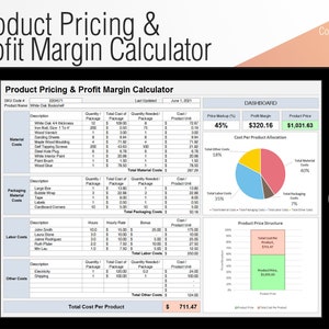 Product Pricing Calculator - Etsy or General Use, pricing spreadsheet, cost calculator, profit tracker, financial planner, COGS spreadsheet