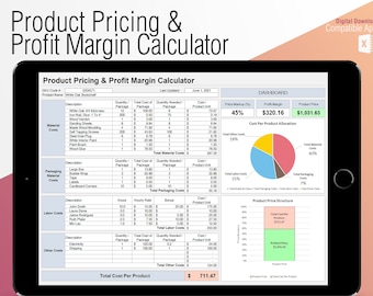 Product Pricing Calculator - Etsy or General Use, pricing spreadsheet, cost calculator, profit tracker, financial planner, COGS spreadsheet