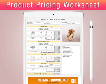 Product Pricing Worksheet | Etsy or General Use, pricing spreadsheet, cost calculator, Etsy Business Planner, Etsy Finance Planner, COGS