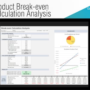 Può includere: Uno screenshot di un foglio di calcolo che mostra un'analisi di calcolo del punto di pareggio per un prodotto chiamato "The Beatles Souvenir Guitar Keychain". Il foglio di calcolo include le vendite per periodo, i costi variabili, i costi fissi per periodo e i risultati. I risultati mostrano un punto di pareggio di 925 unità e 8.829,84 € di vendite.