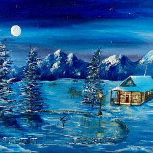 Winter Wonderland Hand Painted Canvas Wall Art