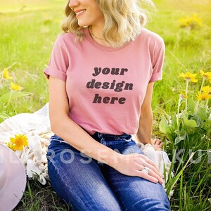 Bella Canvas Mauve Model Mockup,  Bella Canvas T Shirt Mock, Mauve T Shirt Mockup, boho spring summer fall model mockup