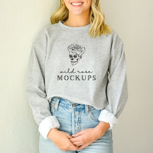 Gildan 18000 sweatshirt mock up. Gildan sport grey sweatshirt. Gildan mock up. Model mockup. Gildan crewneck mockup.