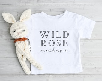 Bella Canvas 3001T, 3001B, Baby Toddler Shirt Mockup, Bella Canvas Toddler Tshirt, Flat Lay Mockup, Neutral Mockup, Toddler Mockup, WHITE