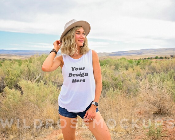 Bella Canvas B8803 Model Mockup Modeled Muscle Tank Top Tank Top Model Mockup Boho Summer Desert Etsy Canada