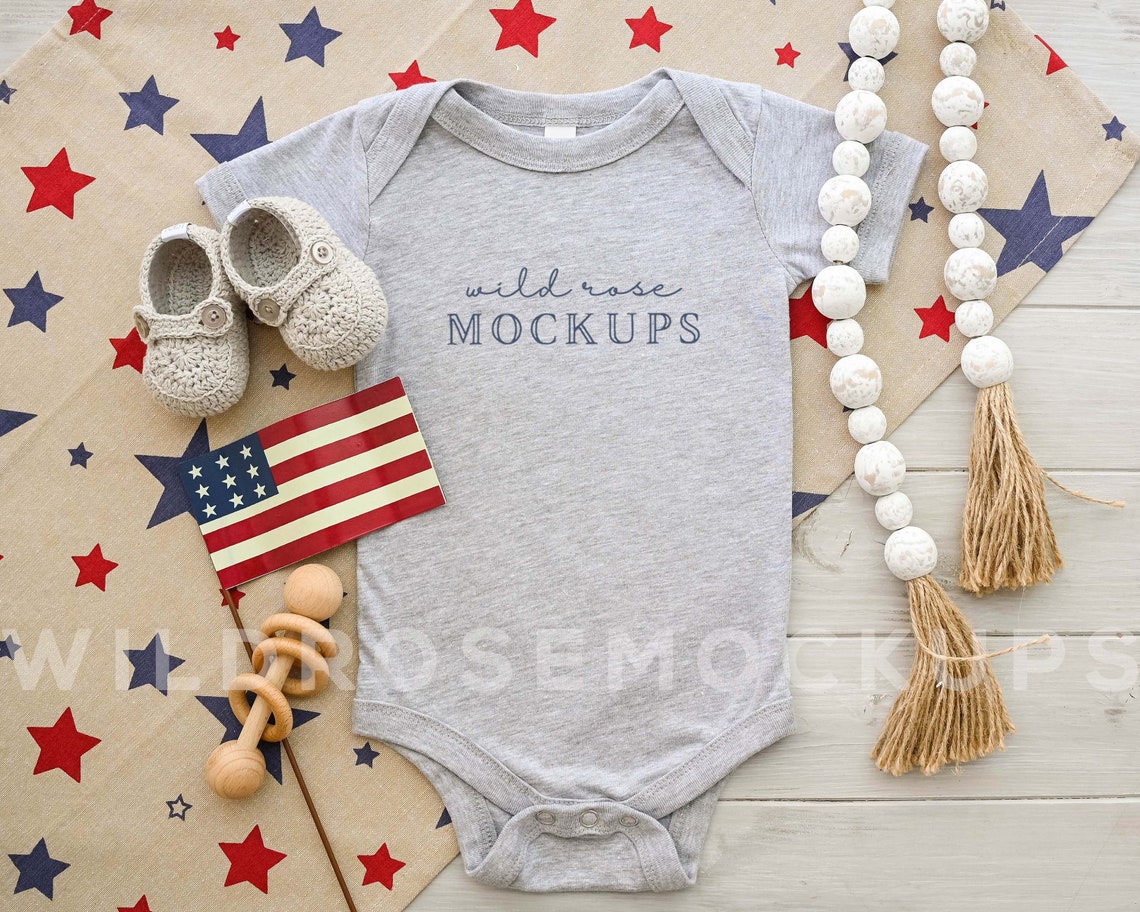 Download 4th of July Baby Onesie Mockup Bella Canvas Baby Vest Mock ...