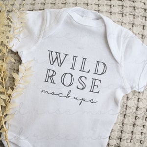 Baby Bodysuit Mockup, Rabbit Skins, Minimal Mockup, Baby Clothes Mock, Baby Mock-up Photo, Onesie Flat Lay Mockup, Modern Mock, WHITE