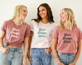 Bella Canvas 3001 Model Mockup, Group Model Mockup, Group Mockup, Bridal Party Mockup, Mauve Bella Canvas Tshirt Mockup, Girlfriends