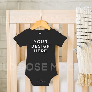 Black Bella Canvas 100B, Baby Bodysuit Mockup, Minimal Mockup, Baby Clothes Mock, Baby Mock-up Photo, Onesie Flat Lay Mockup