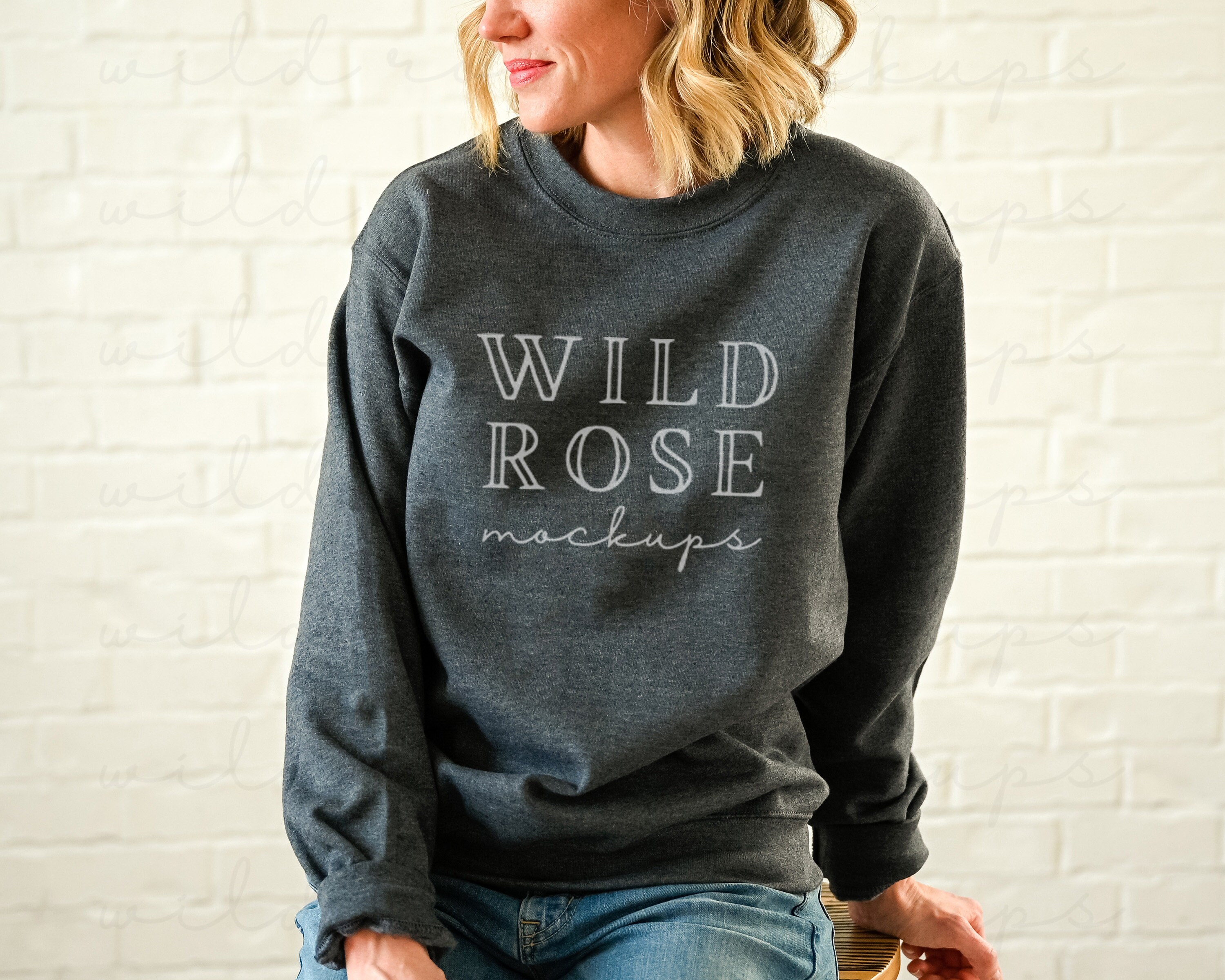 Download Gildan 18000 Dark Heather Sweatshirt Model Mockup Gildan ...