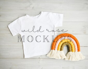 Bella Canvas 3001T, 3001B, Baby Shirt Mockup, Toddler Shirt Mockup, Bella Canvas, Flat Lay Mockup, Gender Neutral Mockup, Rainbow, WHITE