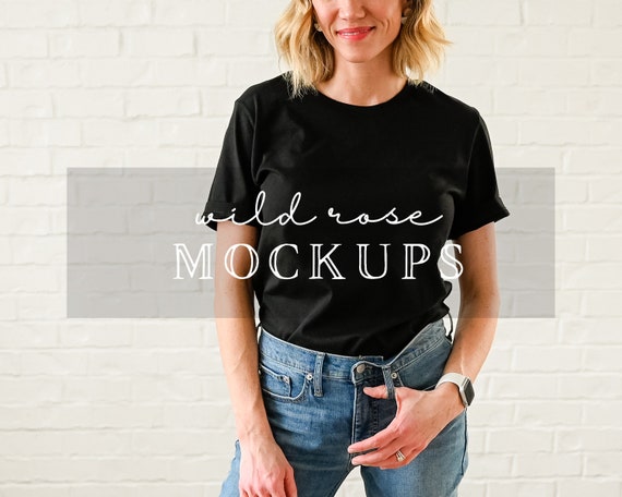 Bella Canvas 3001 Model Mockup, Black T Shirt Model Mockup, lifestyle T shirt model mockup