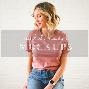 Bella Canvas 3001 Model Mockup,  Bella Canvas T Shirt, Mauve T Shirt Mockup, Mauve T Shirt Model Mockup