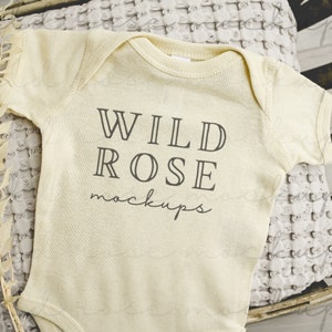 Natural Baby Onesie Mockup, Rabbit Skins, Minimal Mockup, Baby Clothes Mock, Baby Mock-up Photo, Flat Lay Mockup, Modern Mock, Bodysuit