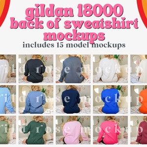 Model Mockup Bundle, Back of Sweatshirt, Gildan 18000 Bundle, Lifestyle Mock Ups, Back of Oversized Sweatshirt