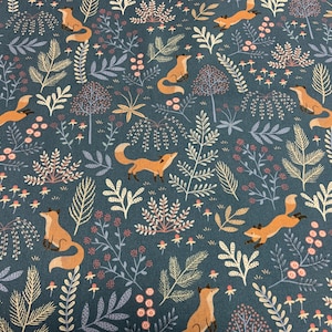 Westfalenstoffe Kitzbühl volpi blu 50 cm x 150 cm tessuto stampato in cotone Öko Tex
