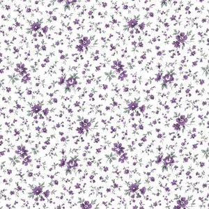 Westfalenstoffe Capri white purple flowers scattered flowers 100% cotton woven fabric Öko Tex