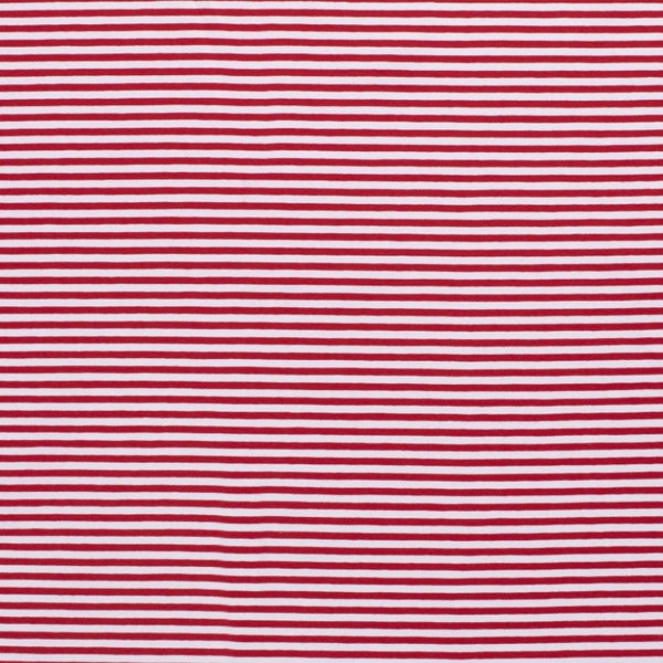 Jersey fabric red white stripes 50 cm x 150 cm Öko Tex 5 mm strip width