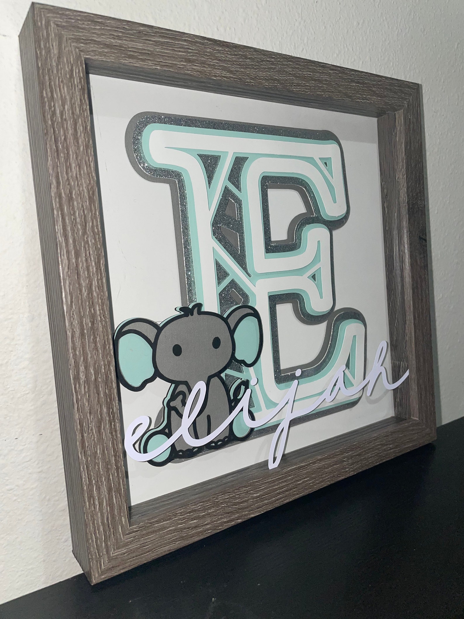 Monogram Shadow Box for nursery kids' room baby shower Etsy