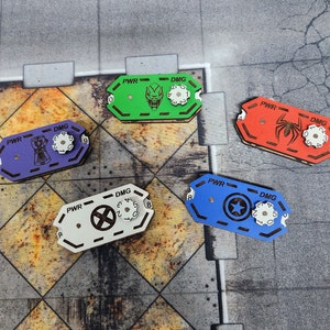 NEW! V2 MCP Power/Damage Tracker Set 5 Pack-- mdf & new acrylic colors added!