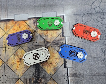 NEW! V2 MCP Power/Damage Tracker Set 5 Pack-- mdf & new acrylic colors added!