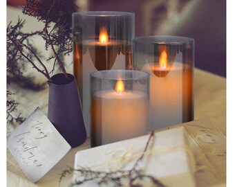 Evenice Flameless Candles Flickering Light Pillar Candles Real Smooth Wax for Gifts and Decoration,Pack of 2,Grey Evenice Flameless Candles Flickering Light Pillar Candles Real Smooth Wax for Gifts and Decoration,Pack of 2,Grey