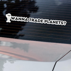 Alien Vinyl Sticker – Extraterrestrial Space Decal, UFO Lover Gift